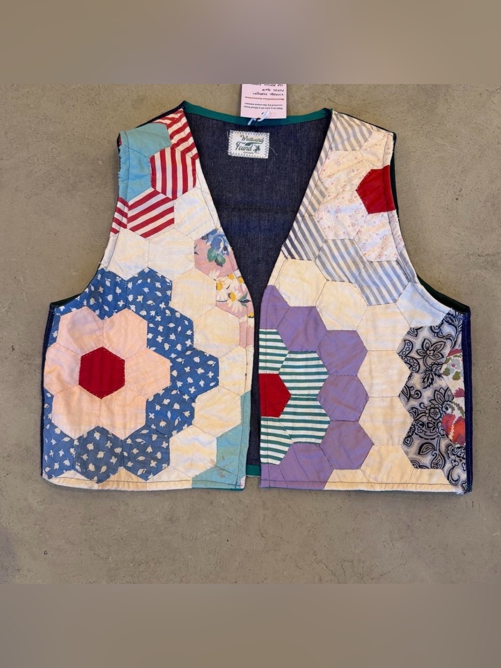 Handmade hexagon flower quilt vest